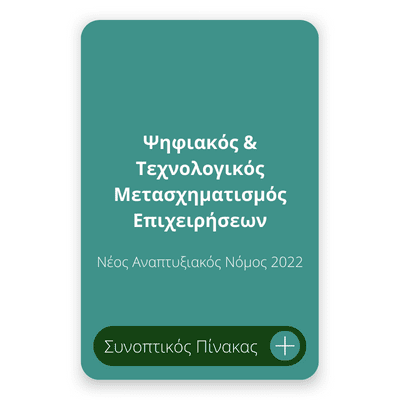 Ψηφιακός και Τεχνολογικός Μετασχηματισμός Επιχειρήσεων Νέος Αναπτυξιακός Νόμος 2022 Ψηφιακός και Τεχνολογικός Μετασχηματισμός Επιχειρήσεων Νέος Αναπτυξιακός Νόμος 2022