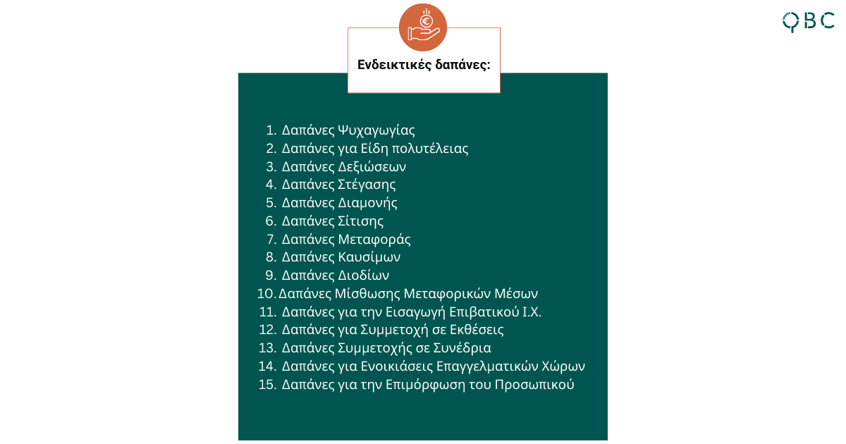 Ενδεικτικές δαπάνες για επιστροφή ΦΠΑ Ενδεικτικές δαπάνες για επιστροφή ΦΠΑ